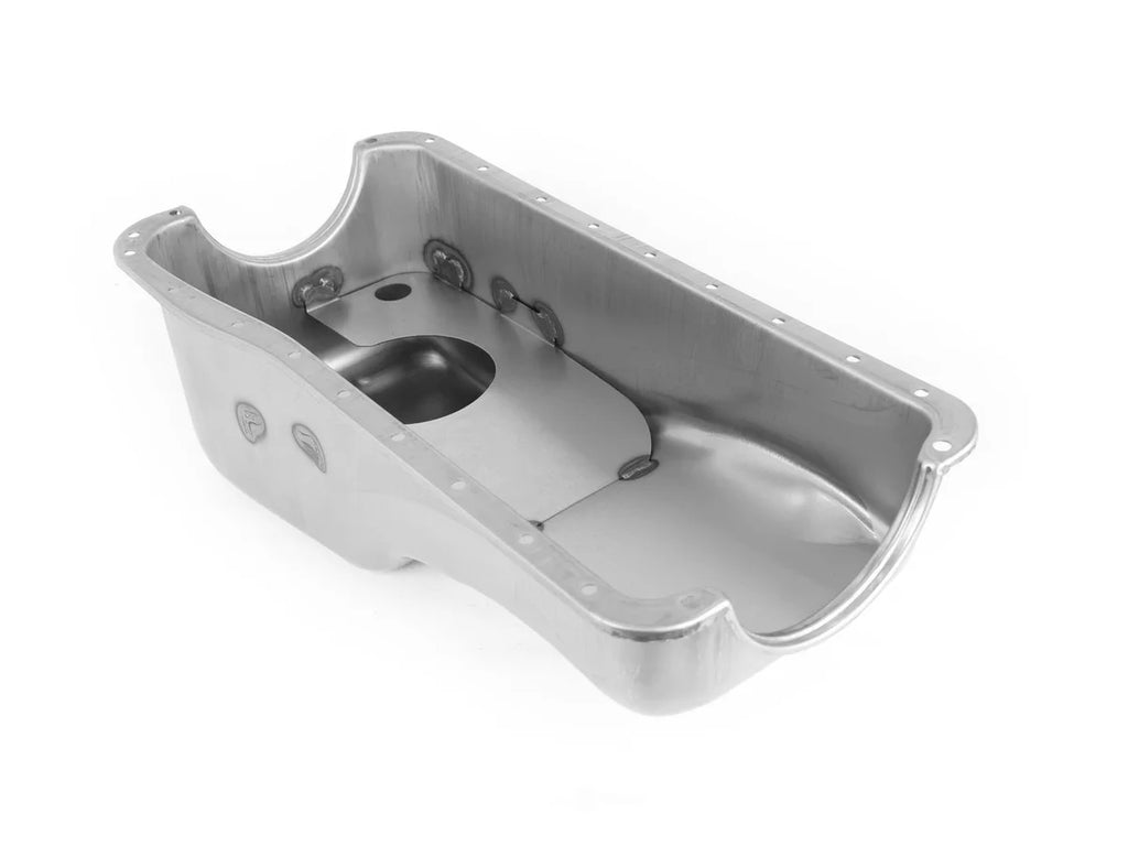 Canton Oil Pan 15-745 Stock Replacement Front Sump Pan Unplated fits 1968-1978 Ford / Lincoln / Mercury - Back View