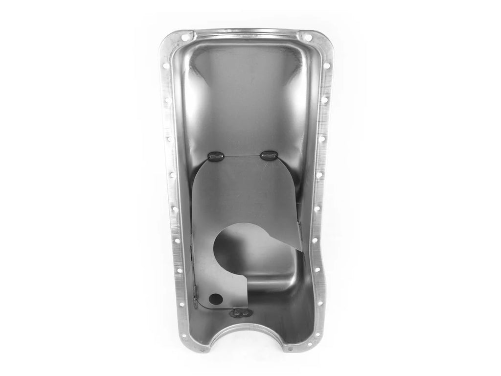 Canton Oil Pan 15-745 Stock Replacement Front Sump Pan Unplated fits 1968-1978 Ford / Lincoln / Mercury - Installation View
