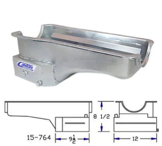 Canton Canton 15-764 Oil Pan Big Block Ford Front T Sump Road Race Pan 15-764 - Side View
