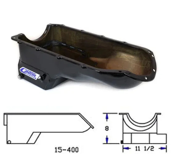 Canton Canton 15-400BLK Oil Pan For Pontiac 301-455 High Capacity Street 15-400BLK - Back View
