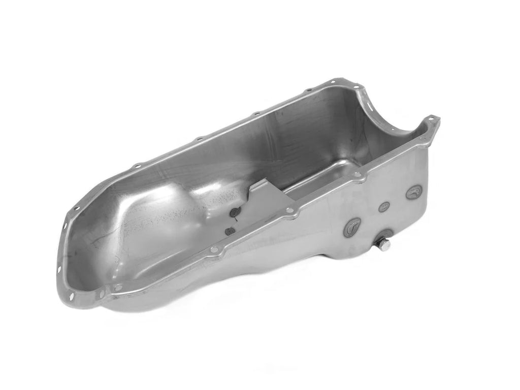 Canton Oil Pan Stock Replacement Unplated 15-389 fits Pontiac - Side View