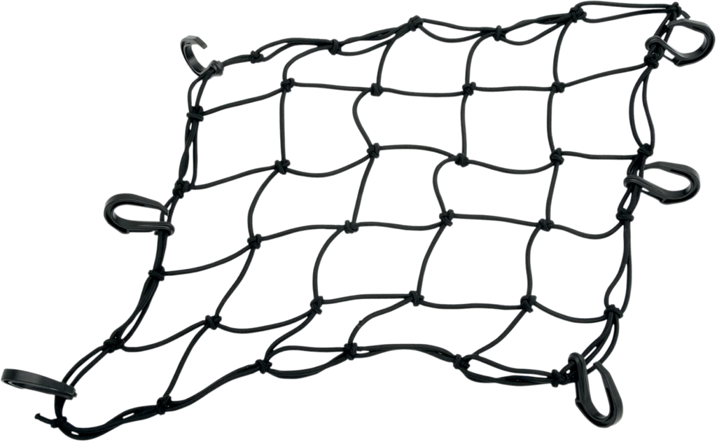 Cargo Net - 15" x 15" - 6 Hook - Black DragSpecialties 10-6099B-HC4 - Side View