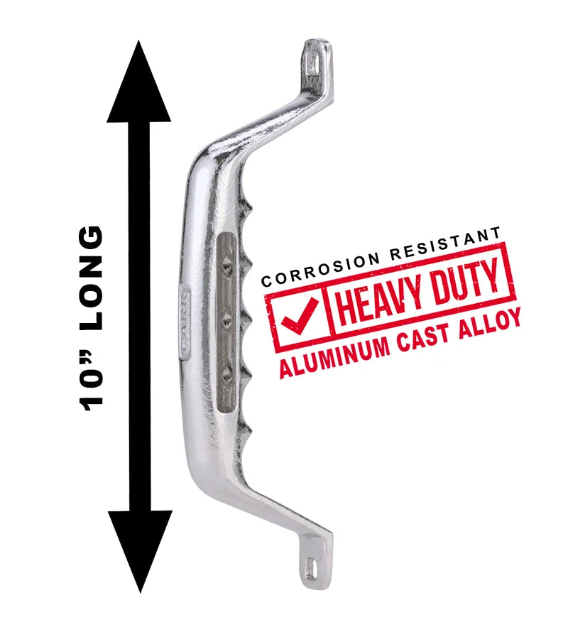 Carr 10" Grab Handle; Bolt-On; Cast Aluminum; XM3 Polished; Single - Side View