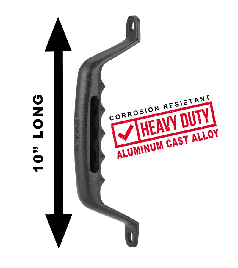 Carr 10" Grab Handle; Bolt On; Cast Aluminum; XP3 Black Powder Coat; Single 200031 - Side View