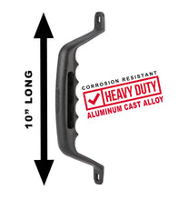 Load image into Gallery viewer, Carr 10&quot; Grab Handle; Bolt On; Cast Aluminum; XP3 Black Powder Coat; Single 200031 - Side View