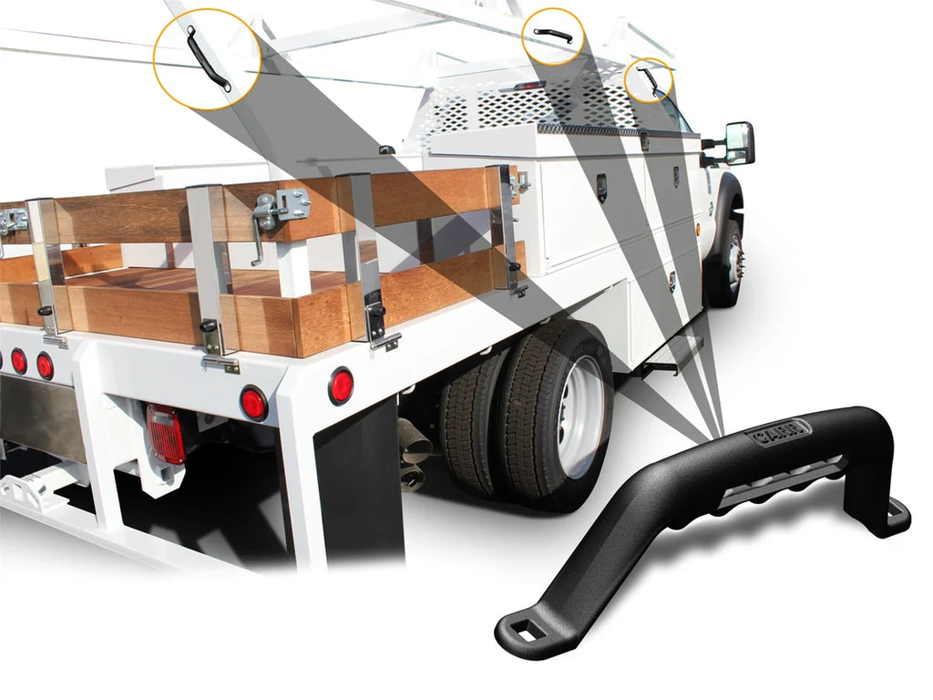 Carr 10" Grab Handle; Bolt On; Cast Aluminum; XP3 Black Powder Coat; Single 200031 - Back View