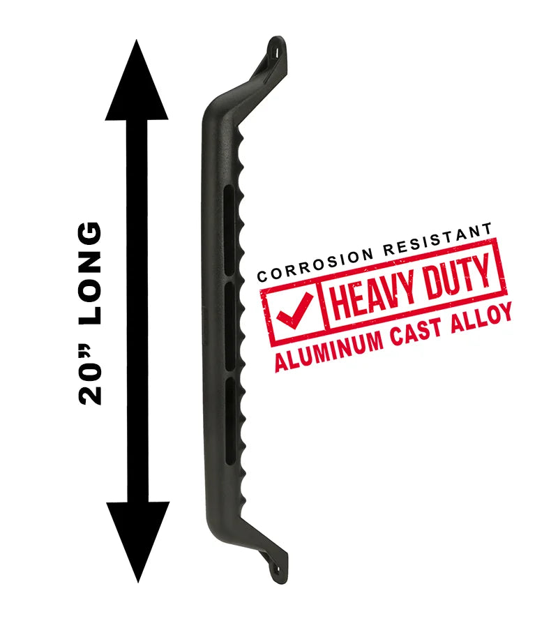 Carr 20" Grab Handle; Bolt On; Cast Aluminum; XP3 Black Powder Coat; Single 200041 - Side View