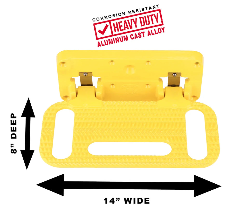 Carr HD Mega Step Hitch Mount; Non-LED Step Surface; XP7 Safety Yellow; Single - Side View