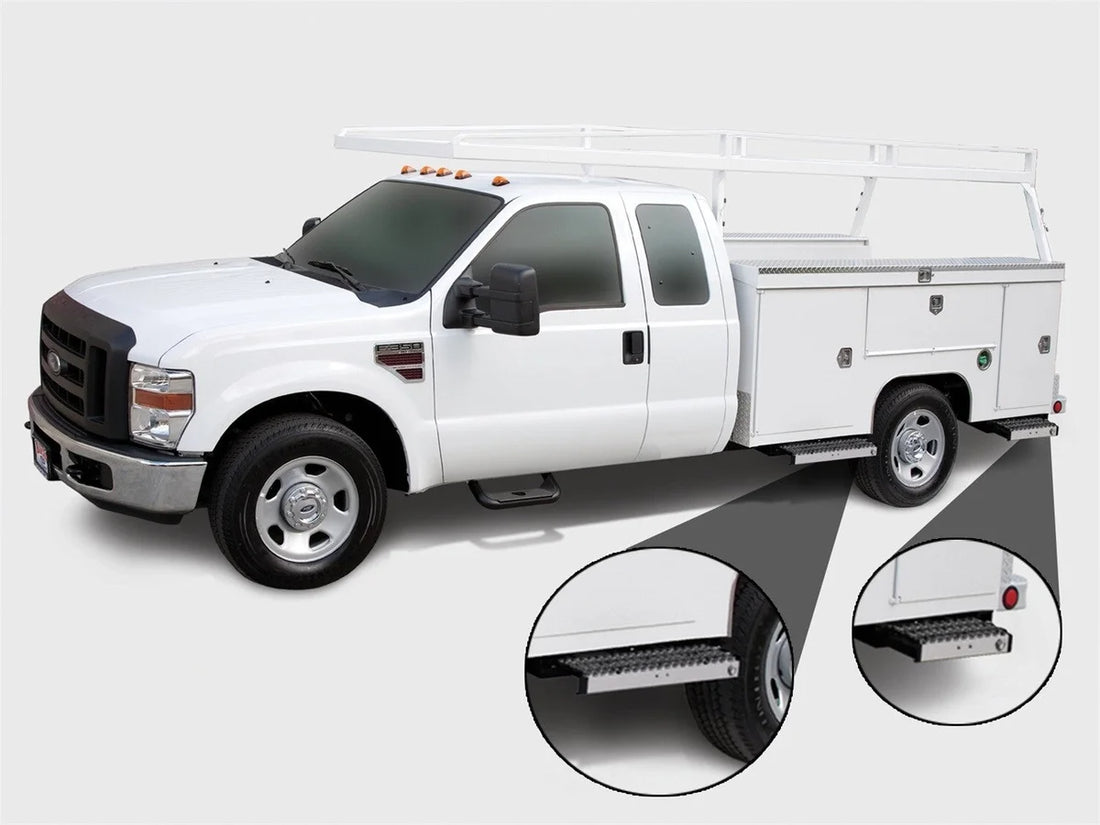 Carr WTS; 12" Retractable Step (Undermount, Ext Flat Surf); XP3 Blk /Glvznd 501030 - Installation View