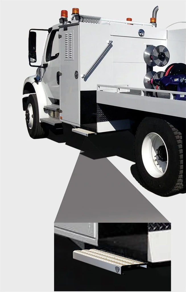 Carr WTS; 16" Ret retractable Step (Cargo Van , Side Door); XP3 Blk / Glvznd fits Chevy - Back View