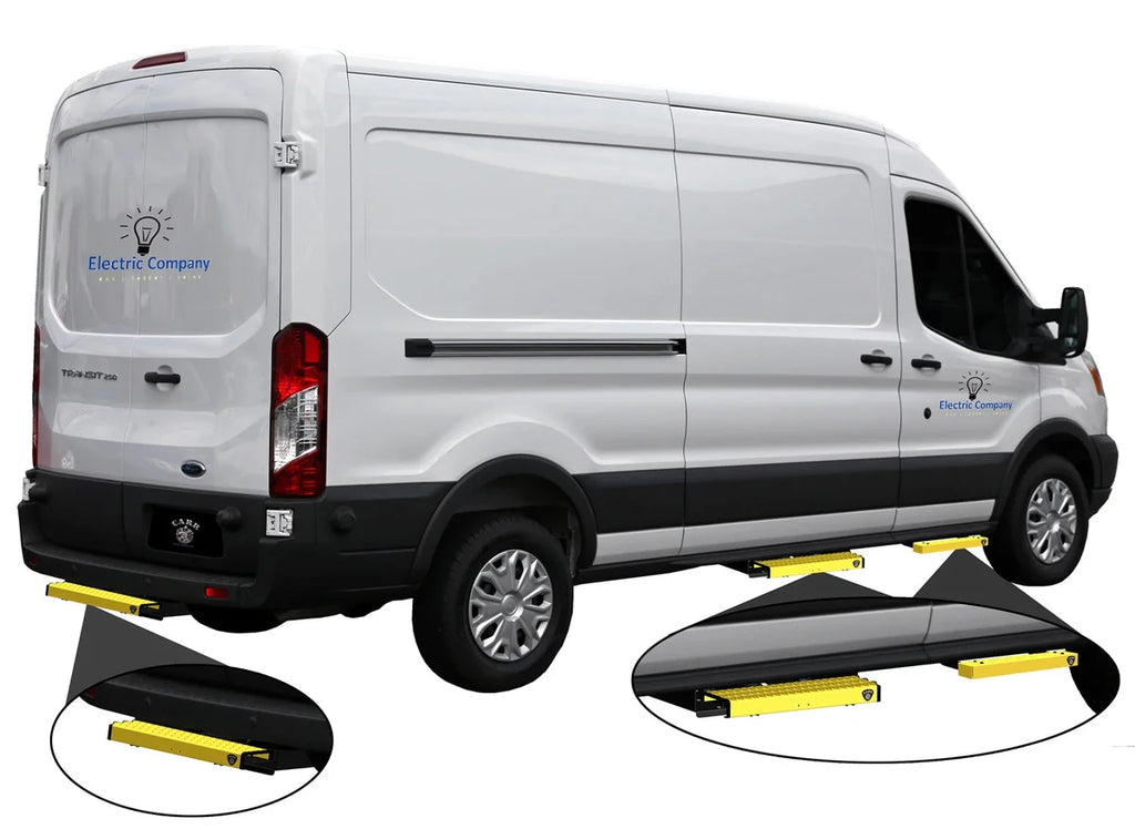 Carr WTS; 24" Ret retractable Step (Side Door); XP3 Blk / XP7 Sfty Ylw fits 2015-2023 Ford Transit-150 / 2015-2023 Ford Tr...
