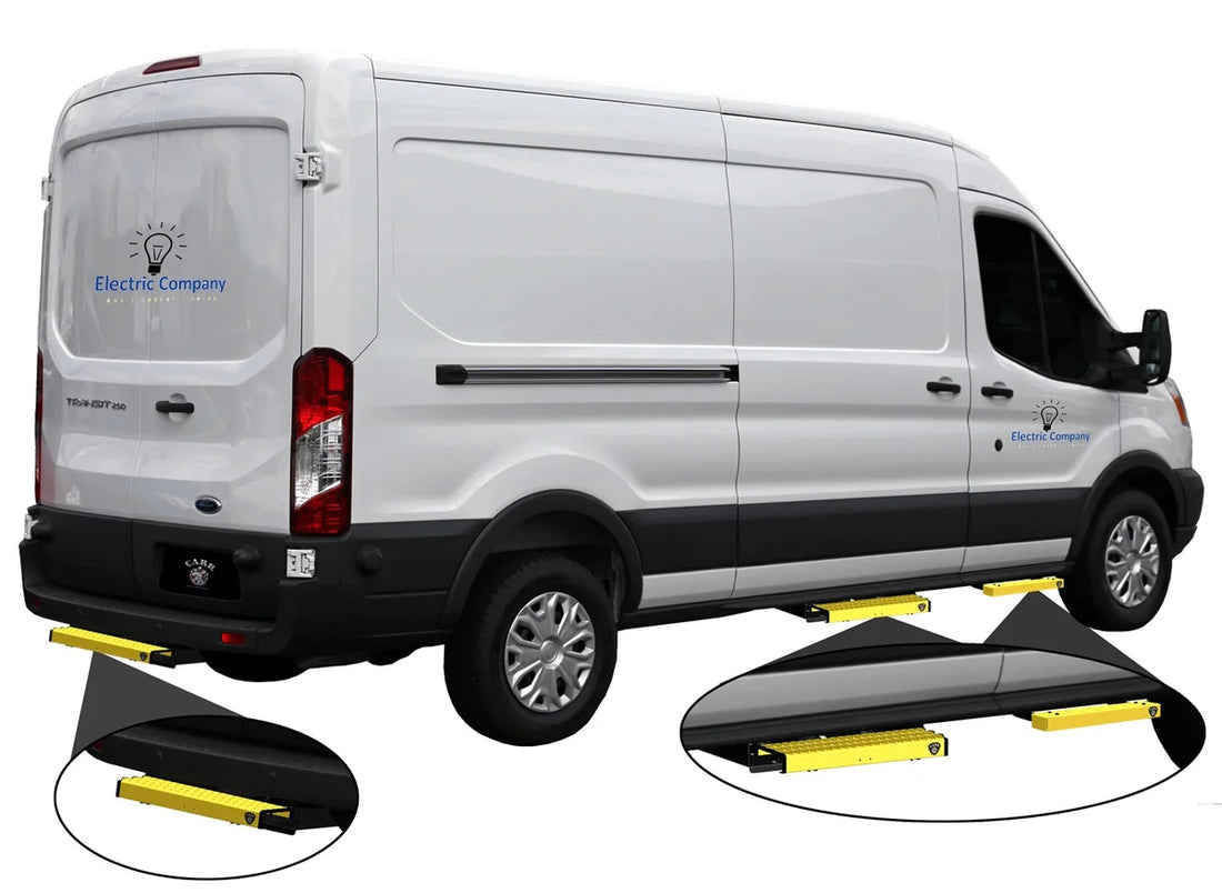 Carr WTS; 24" Retractable Step (Ford Transit Van,Rear Door); XP3 Blk /XP7 Sfty Ylw 501977 - Side View