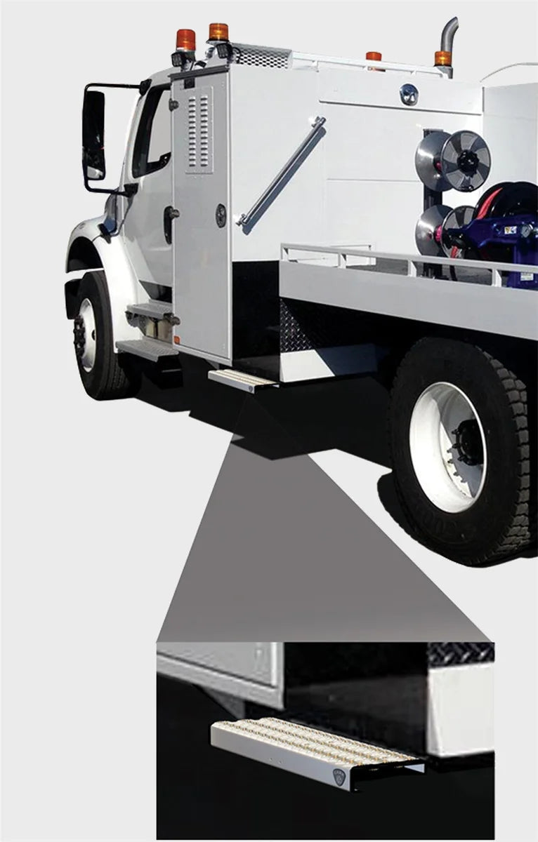 Carr WTS; 24" Retractable Step (Undermount,Ext Flat Surf); XP3 Blk /Glvznd 501020 - Back View