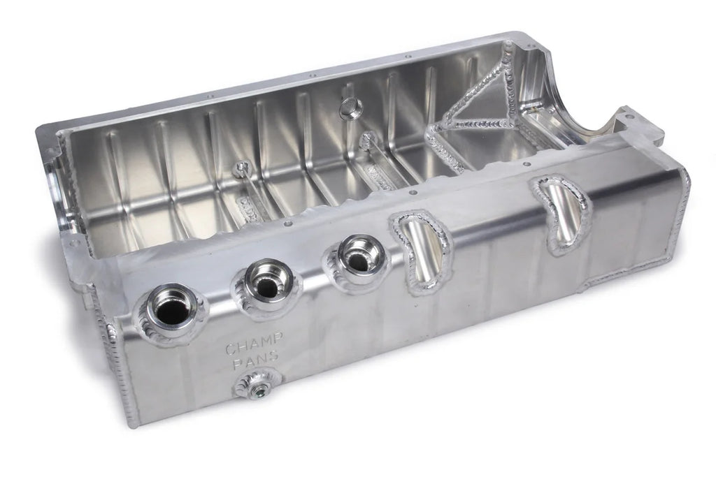 Champ Pans SBC Dry Sump Oil Pan w/ Dart Block #12AN ORB PRO182R3A