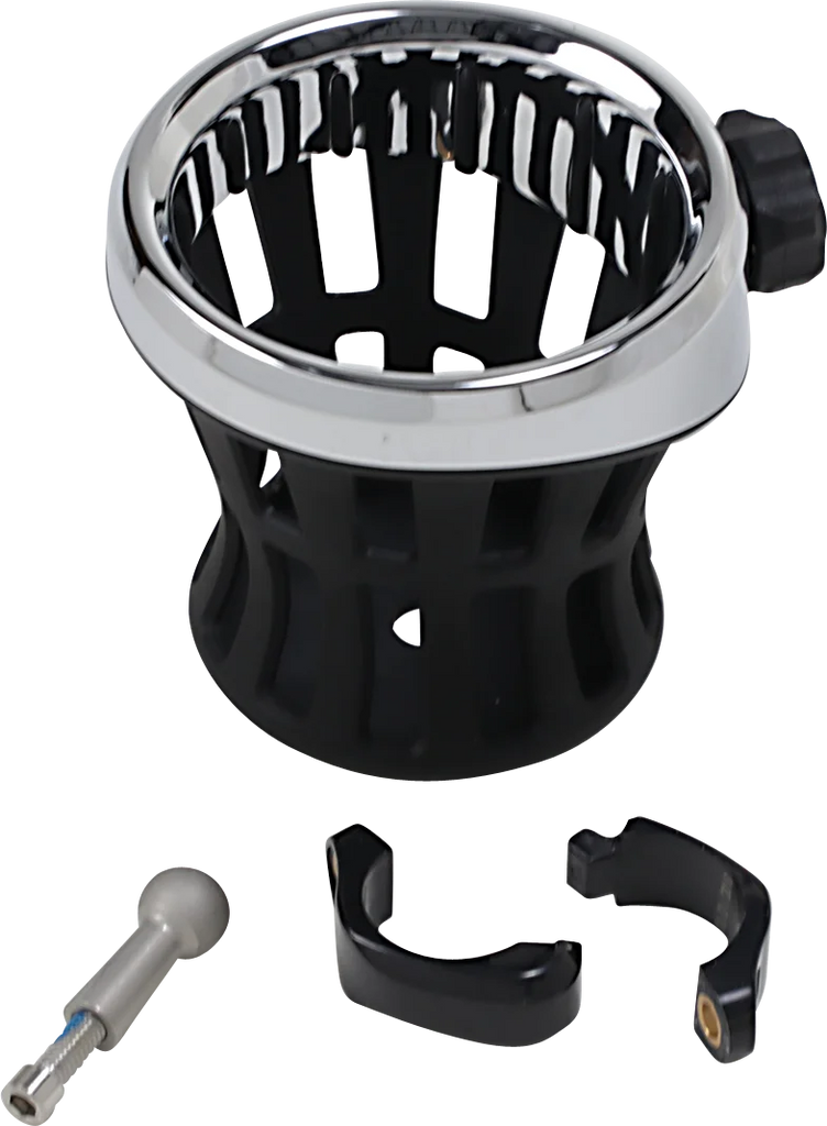 Ciro Drink Holder - 1-1/4" Handlebar Mount - Chrome/Black Clamp 50415 - Main Product View