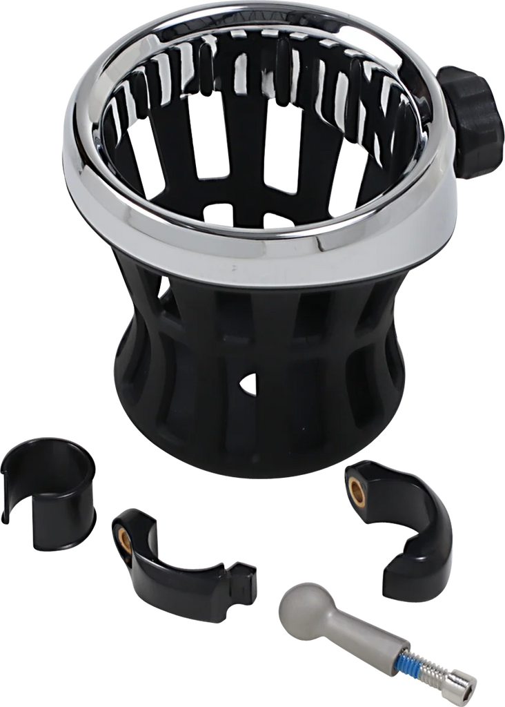 Ciro Drink Holder - 7/8" & 1" Handlebar Mount - Chrome/Black Clamp 50413 - Main Product View