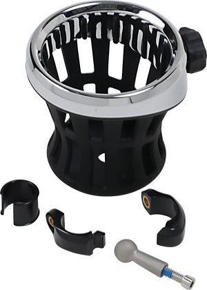 Ciro Drink Holder - 7/8" & 1" Handlebar Mount - Chrome/Black Clamp 50413 - Main Product View