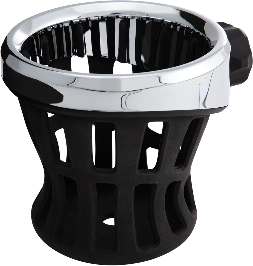 Ciro Drink Holder - 7/8" & 1" Handlebar Mount - Chrome/Black Clamp 50413 - Detail View