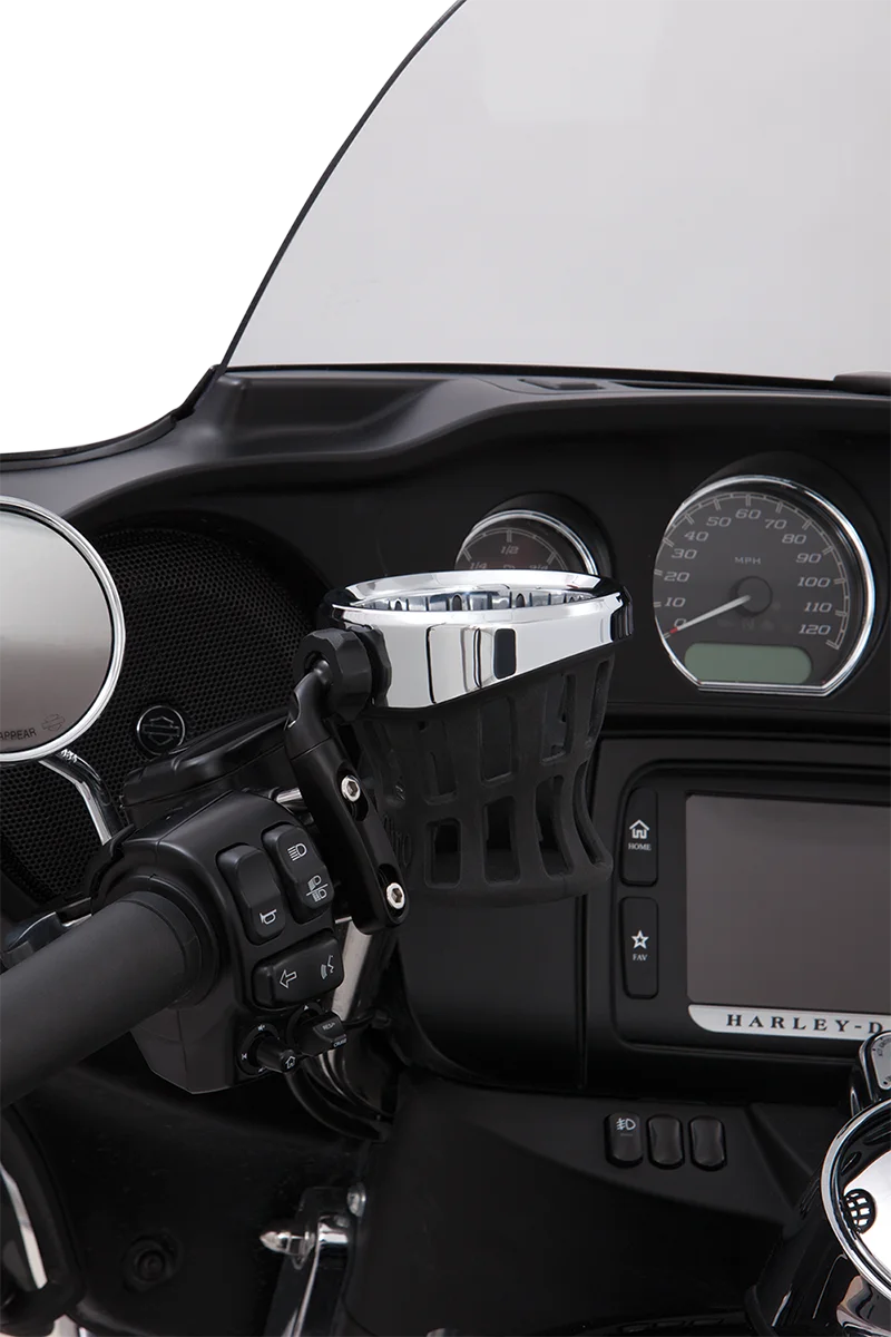 Ciro Drink Holder - Perch Mount - Chrome/Black 50411 - Side View