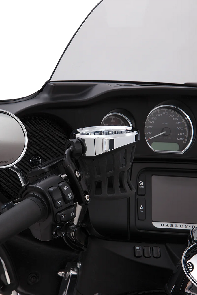Ciro Drink Holder - Perch Mount - Chrome/Black 50411 - Side View