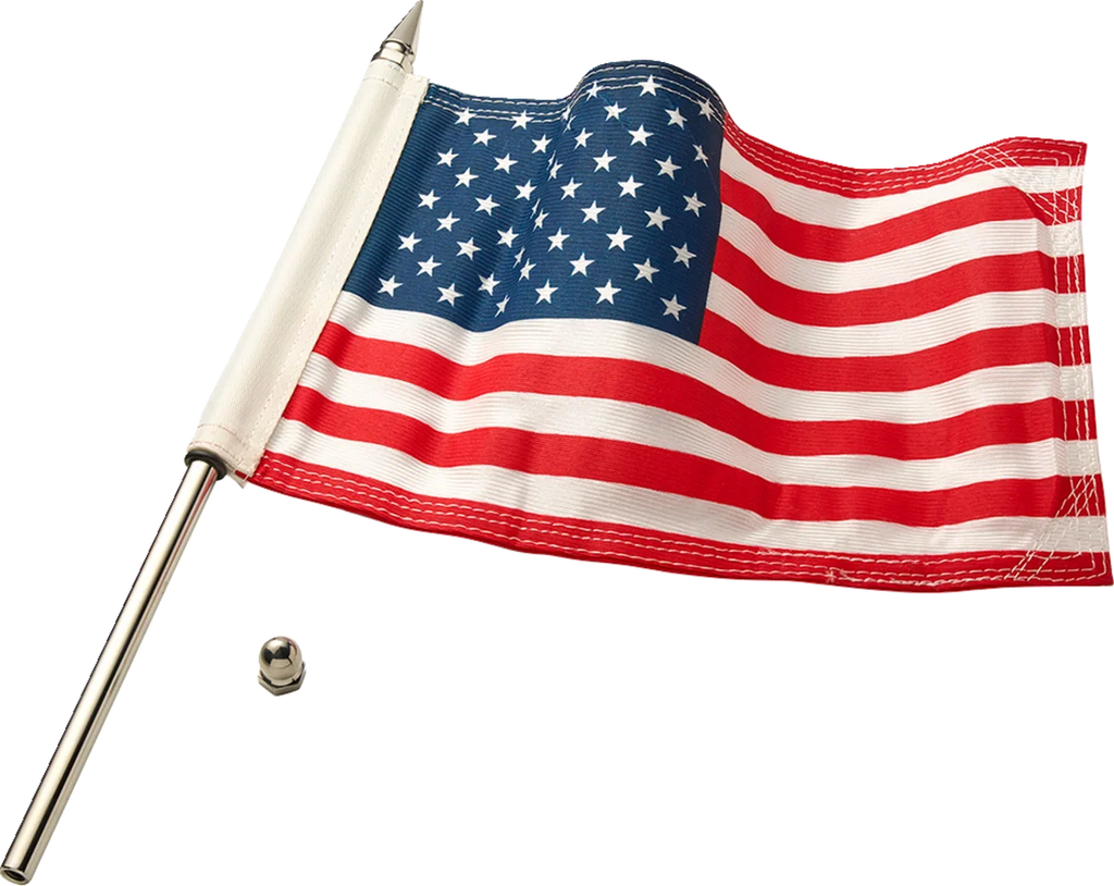 Ciro Flag Pole - 12" - With 6"x9" American Flag - Satin Black 70612 - Side View