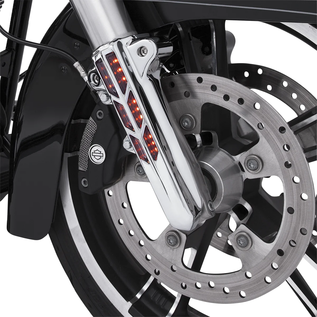 Ciro Forkini Lower Leg Covers - Chrome - With LEDs 43001 - Side View