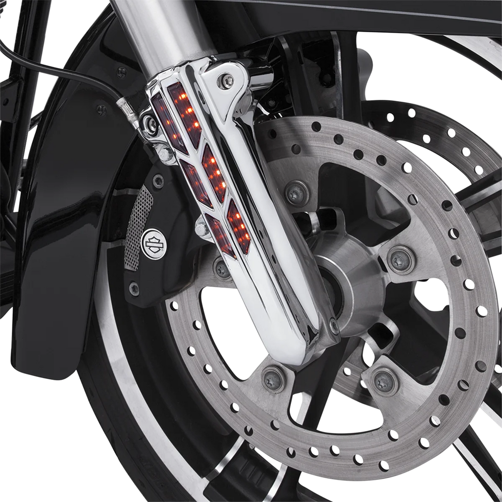 Ciro Forkini Lower Leg Covers - Chrome - With LEDs 43001 - Side View