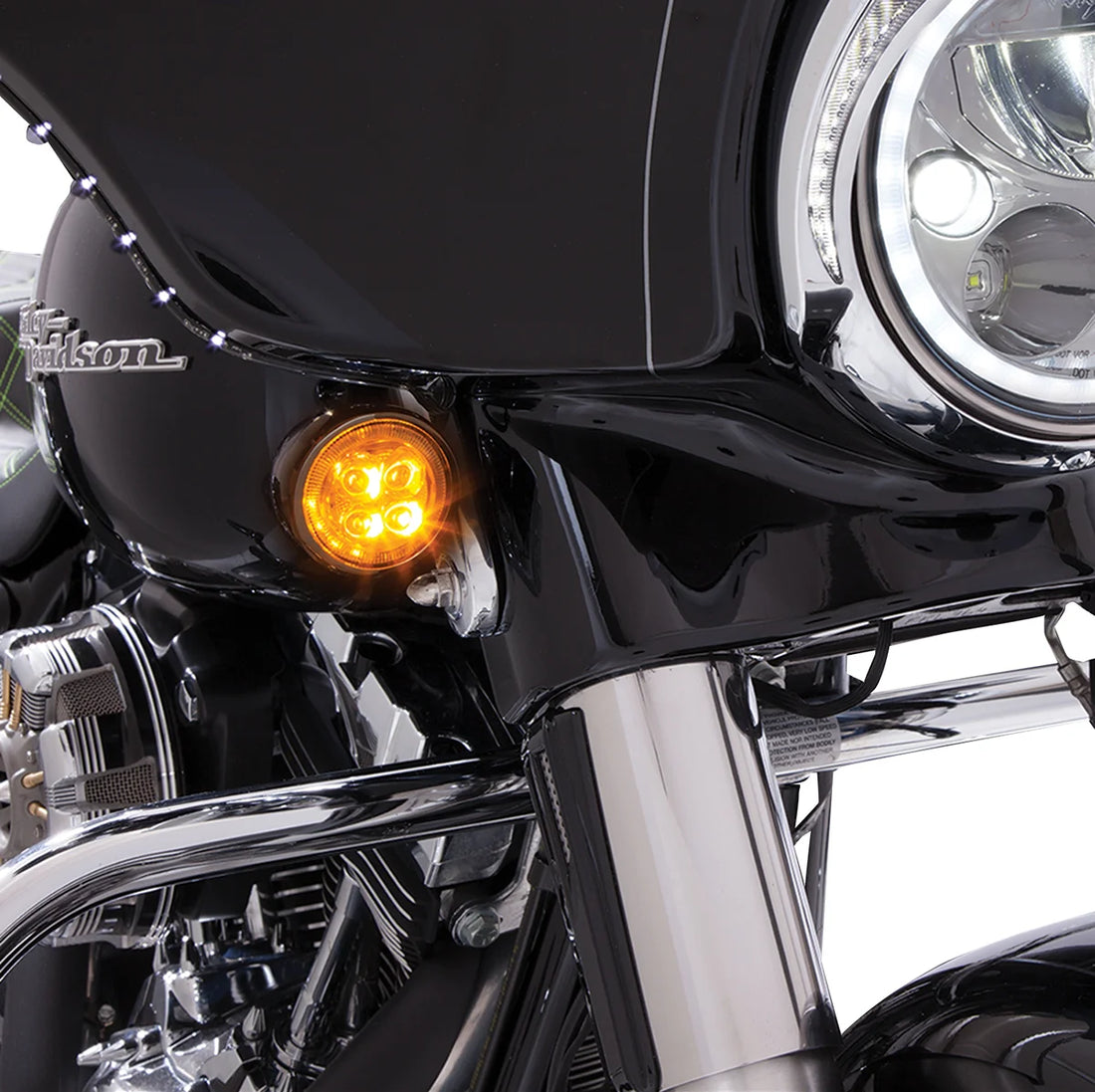 Ciro Front Signal Light Inserts - Black - Amber Lens 45420 - Side View