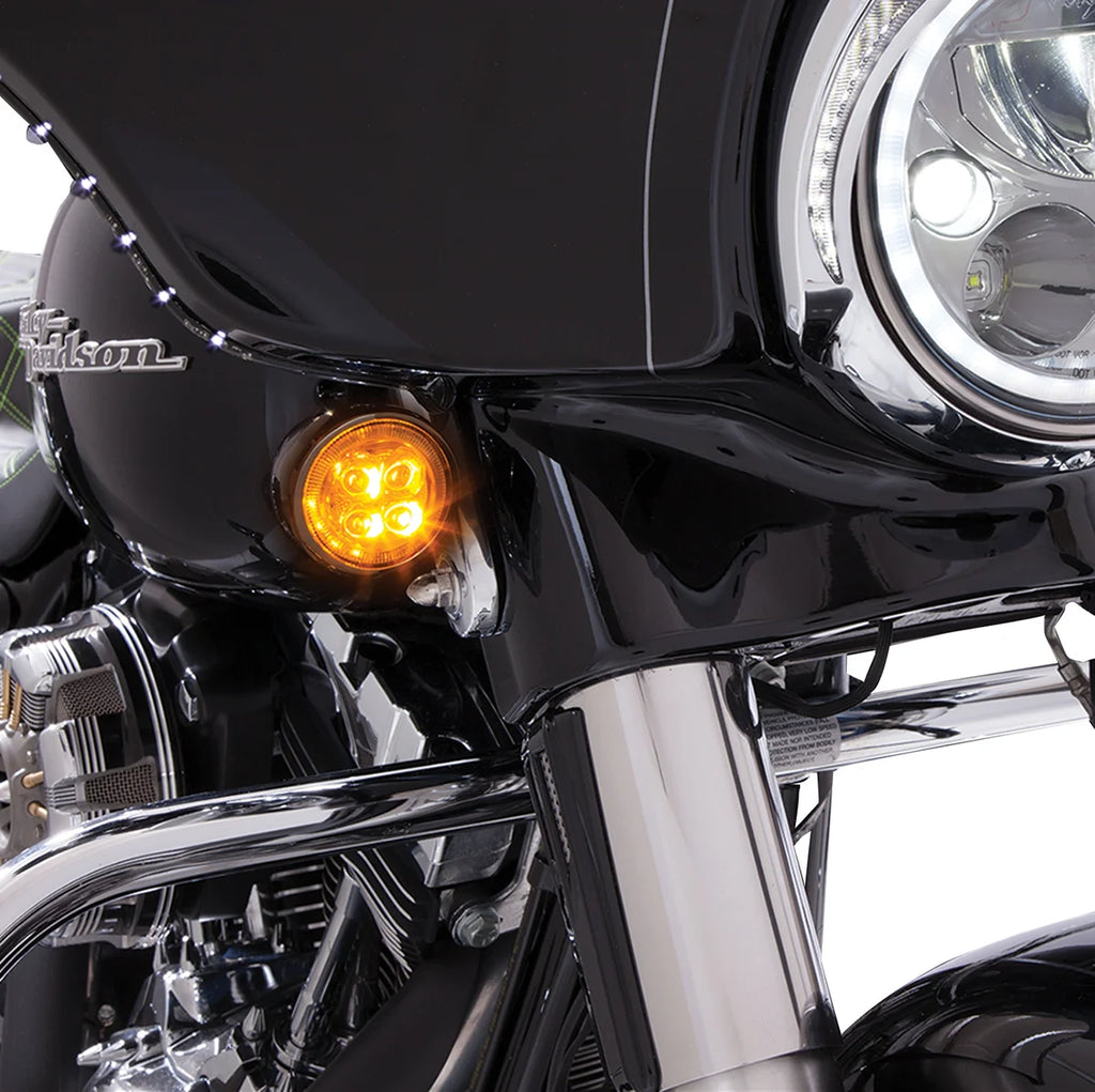 Ciro Front Signal Light Inserts - Black - Amber Lens 45420 - Side View