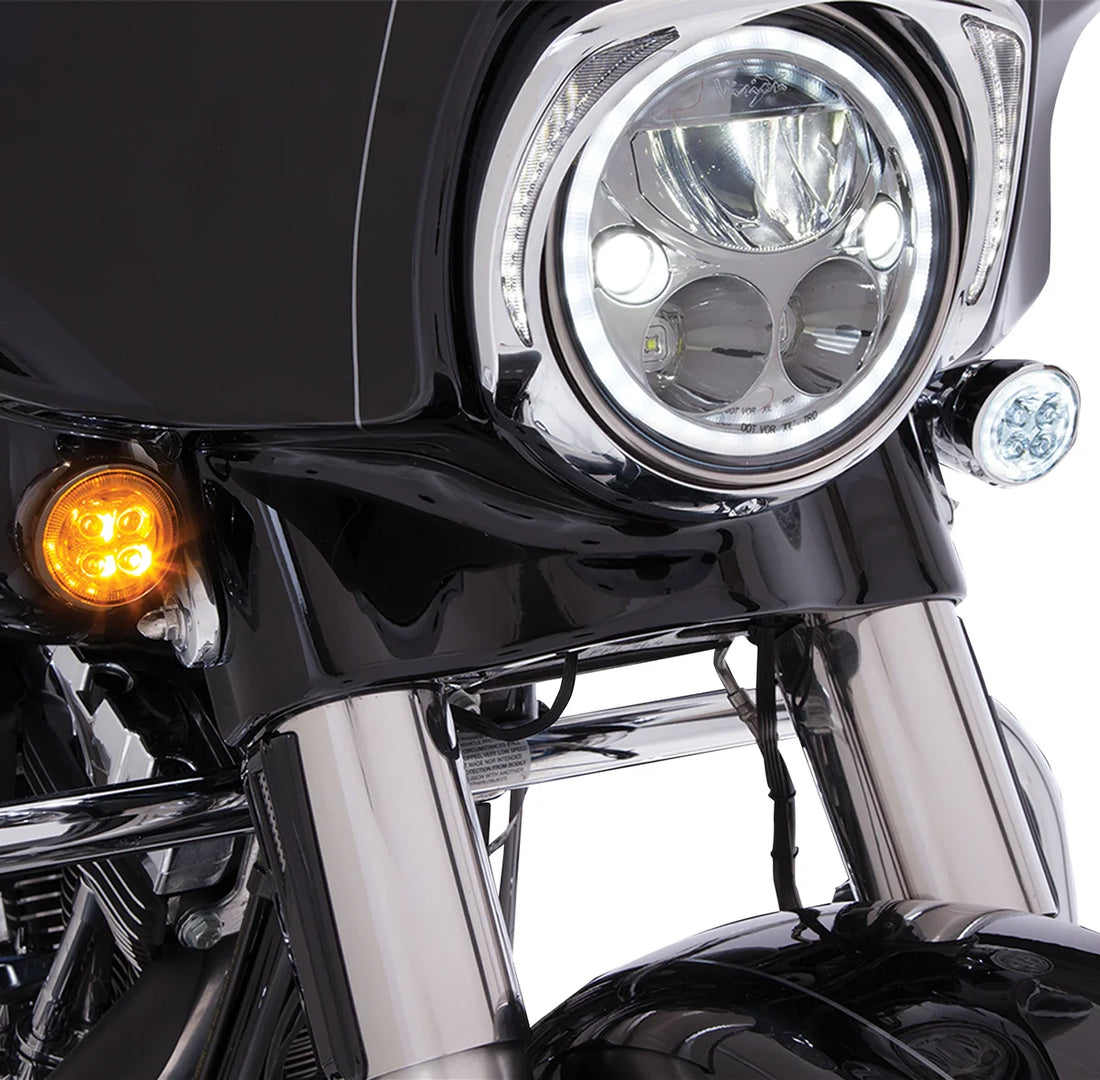 Ciro Front Signal Light Inserts - Chrome - Amber Lens 45400 - Back View