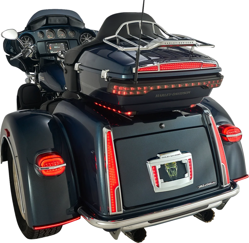 Ciro LED Taillight - Red Lens - Chrome - Tri Glide 40085 - Back View