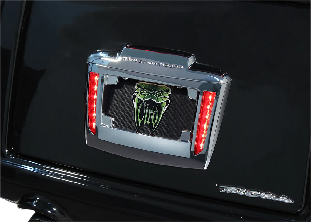 Ciro License Plate Frame - '09+ Trike - Chrome 40080 - Side View