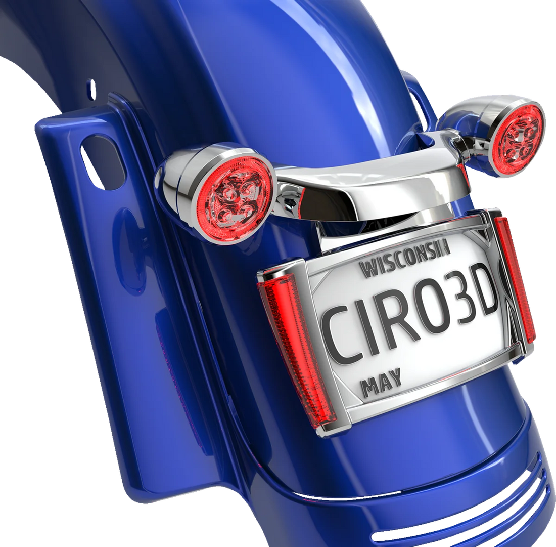Ciro License Plate Frame - Chrome - Red 40300 - Side View