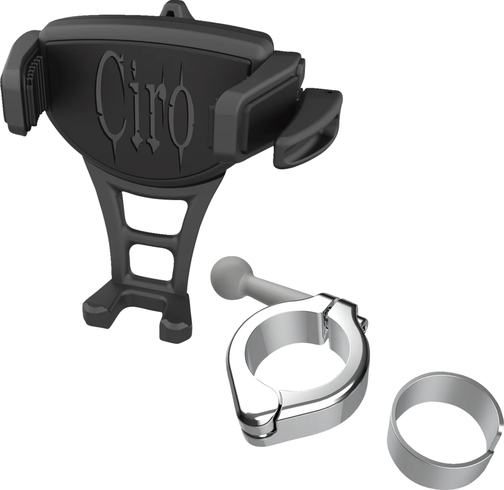 Ciro Phone Holder - Constrictor - Black - Chrome 1-1/8" | 1-1/4" Handlebar Mount 50354 - Main Product View