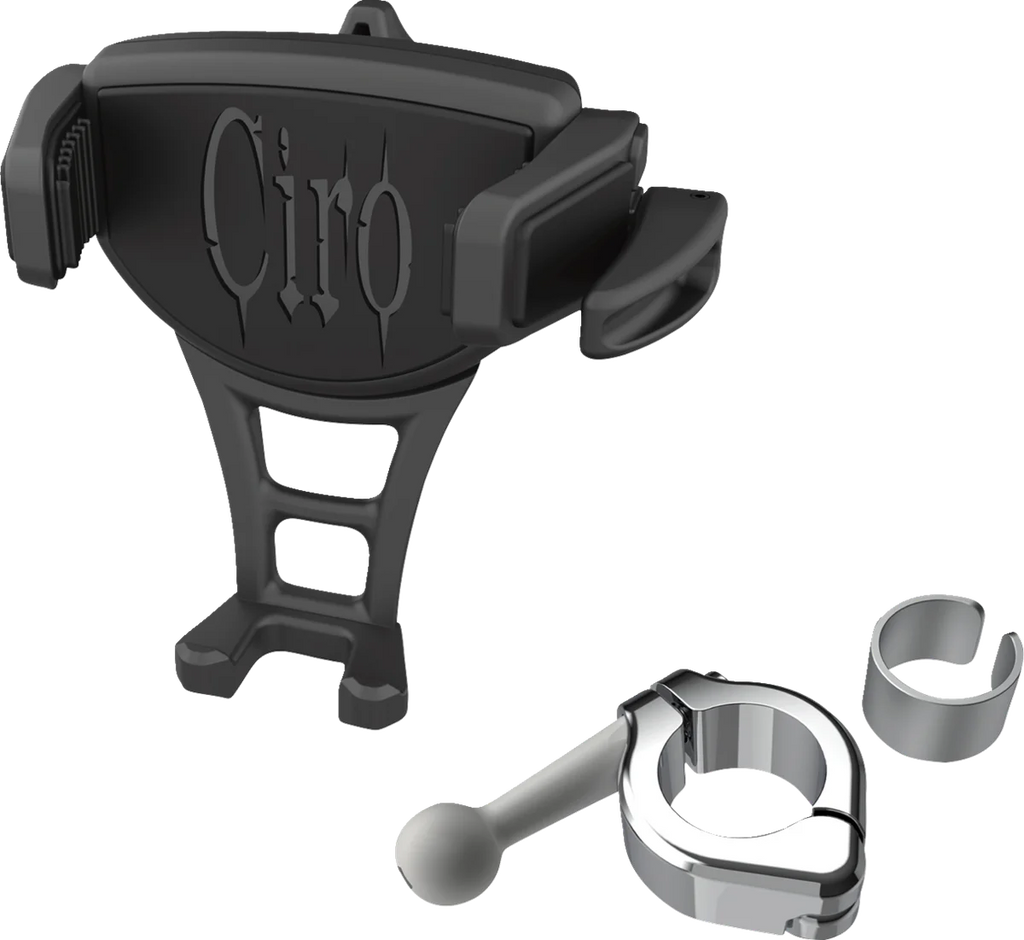 Ciro Phone Holder - Constrictor - Black - Chrome 7/8" | 1" Handlebar Mount 50352 - Main Product View