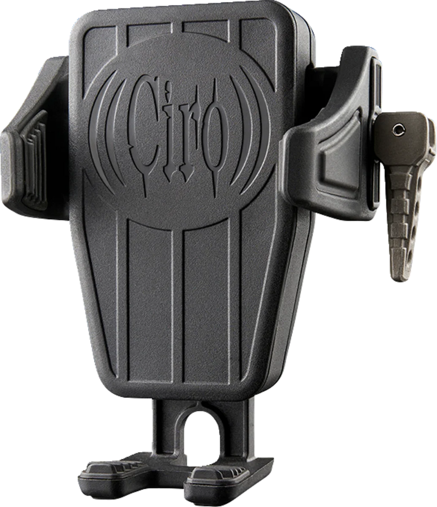 Ciro Phone Holder - Cybercharger® - Gen 2 - Black - Chrome Offset Perch Mount 55310 - Side View