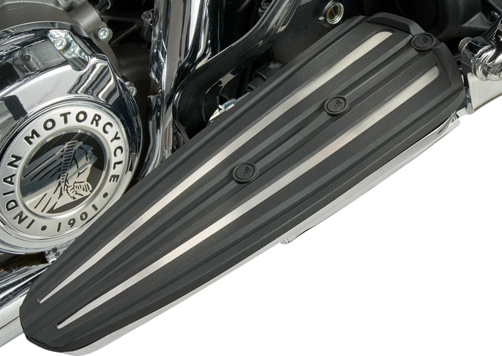 Ciro RydeCulture™ Charles Chapa Floorboard Inserts - Black w/ Stainless Steel Accents - Indian 6R004 - Main Product View