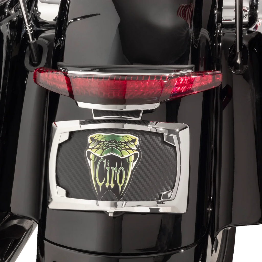 Ciro Taillight/License Plate Frame - Chrome - Red Lens 40253 - Side View