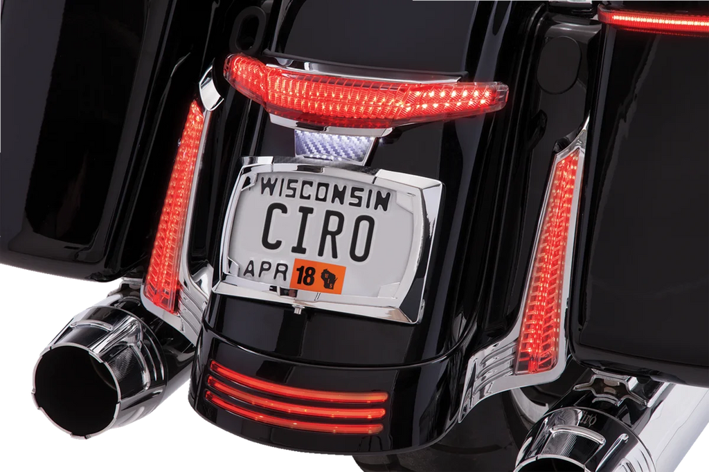Ciro Taillight/License Plate Frame - Chrome - Smoke Lens 40254 - Side View
