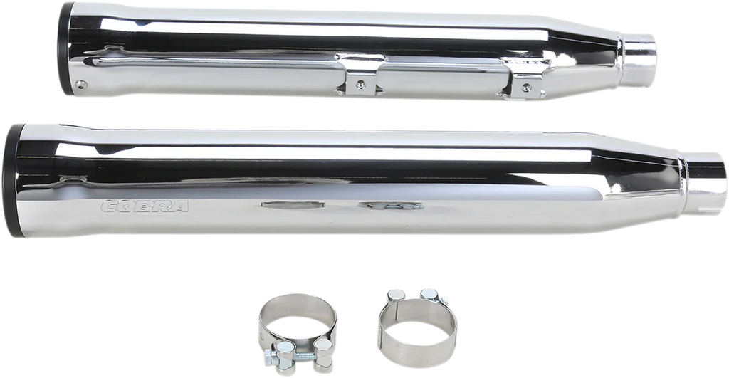 Cobra 3" RPT Mufflers for '07-'17 Softail - Chrome 6053 - Side View
