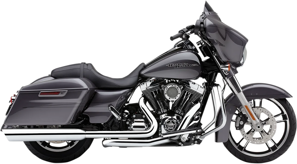 Cobra 909 4" Mufflers - Chrome - '95-'16 Bagger 6106 - Back View