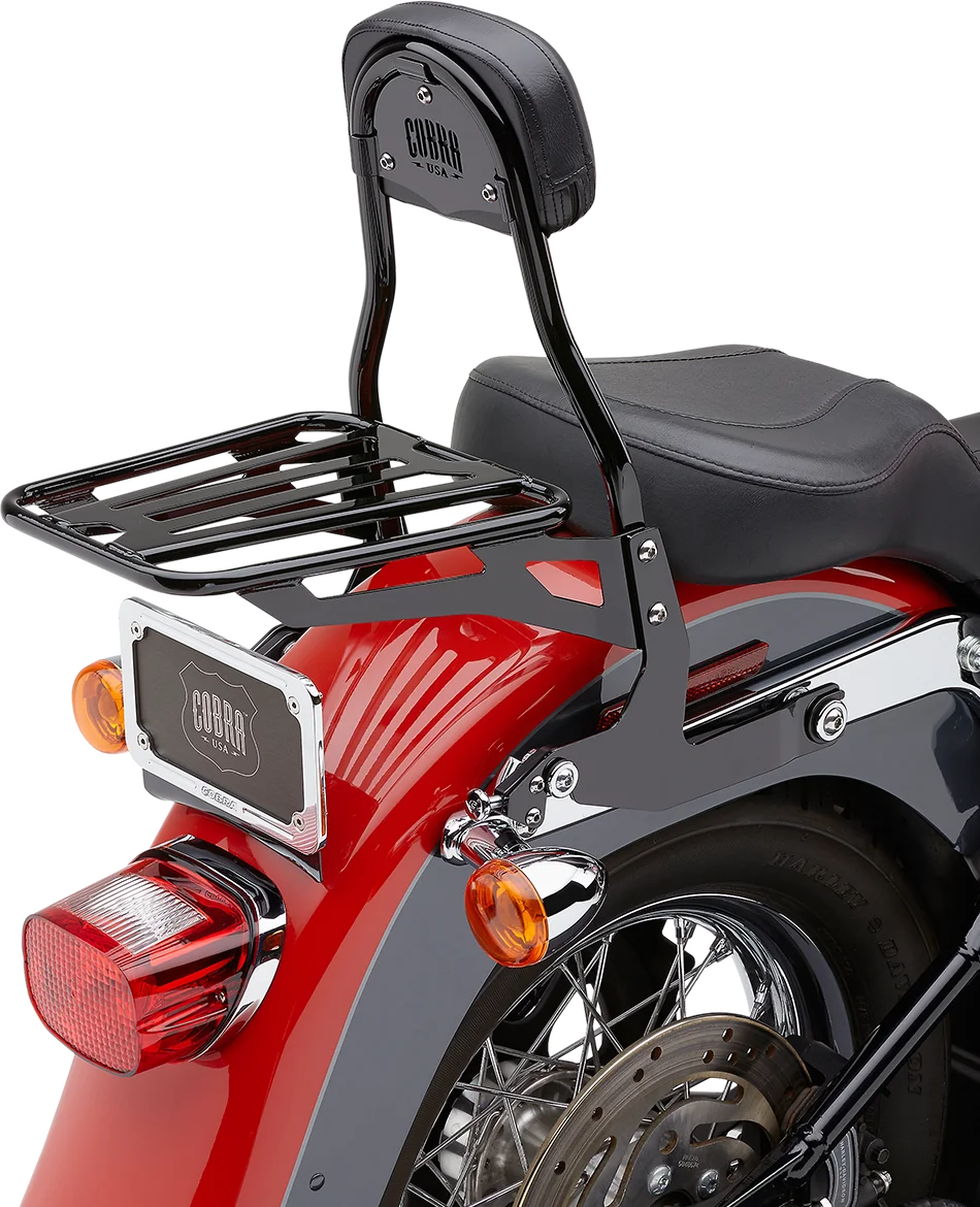 Cobra Backrest Kit - 14" - Black - Softail 602-2002B - Back View