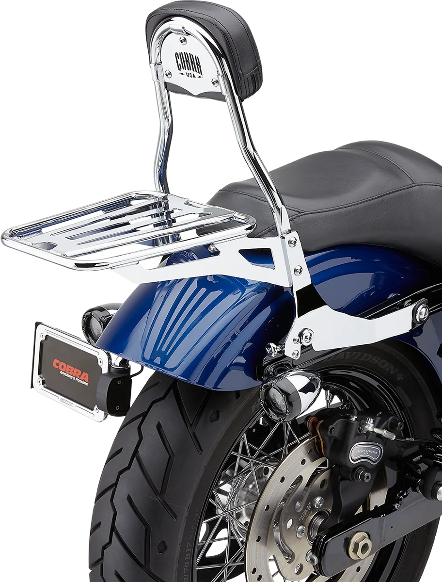 Cobra Backrest Kit - 14" - Chrome - Dyna 602-2004 - Installation View