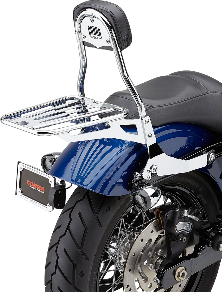 Cobra Backrest Kit - 14" - Chrome - Dyna 602-2004 - Installation View