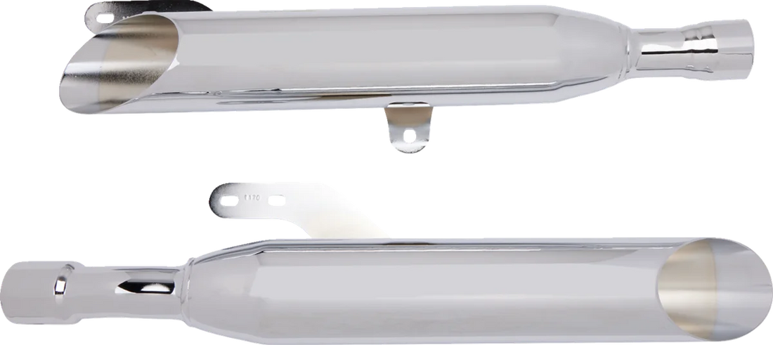 Cobra Chrome Slashcut Mufflers - Side View