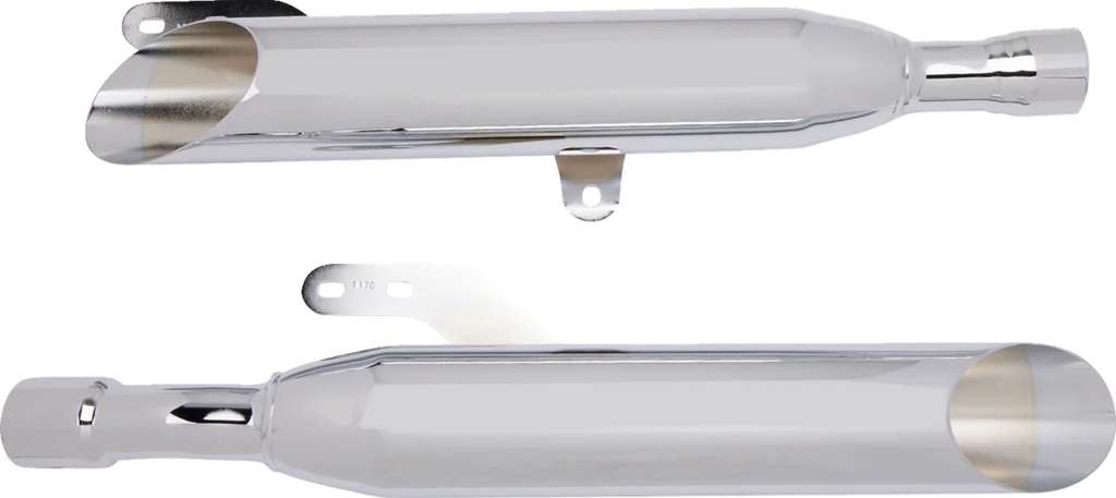 Cobra Chrome Slashcut Mufflers - Side View
