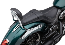 Load image into Gallery viewer, Cobra Detachable Backrest - Chrome - Mini - Scout 502-2010 - Installation View
