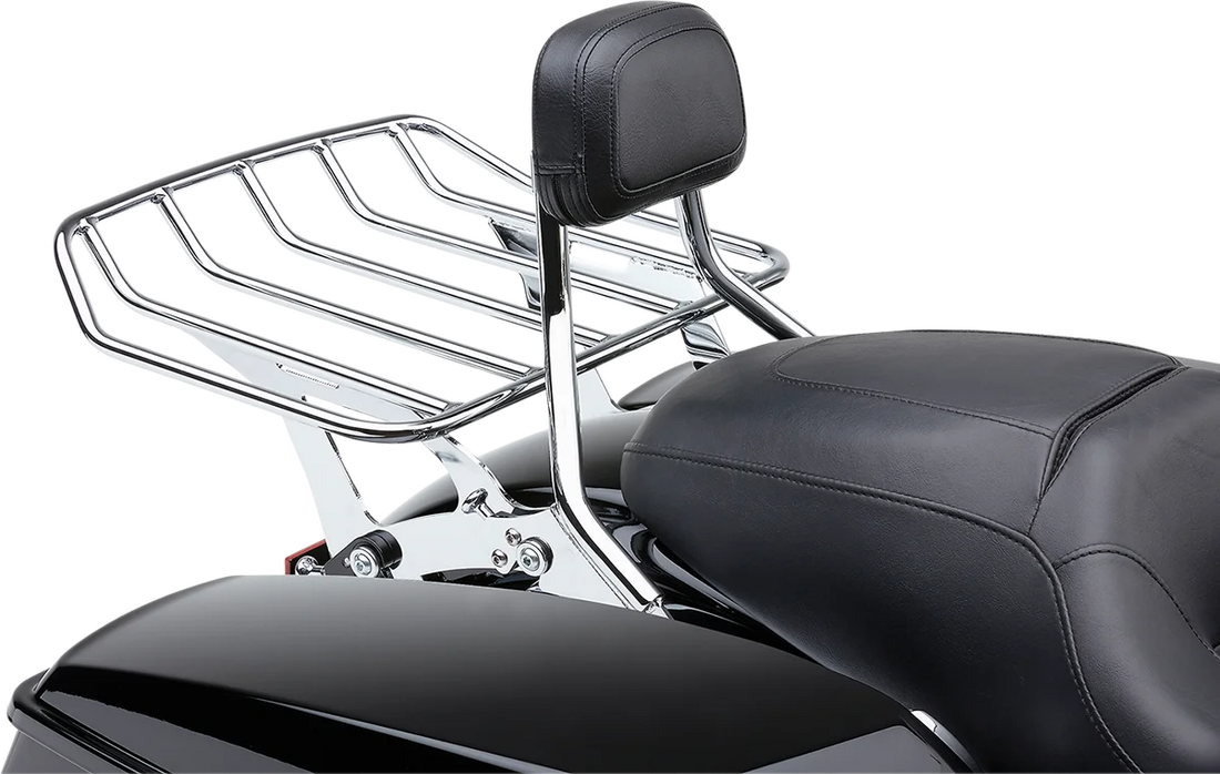 Cobra Detachable Backrest - Chrome - Short 602-2200 fits Harley-Davidson FLH / FLT - Installation View