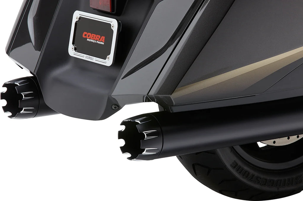 Cobra Dual Cut Mufflers - Black 1219B - Side View
