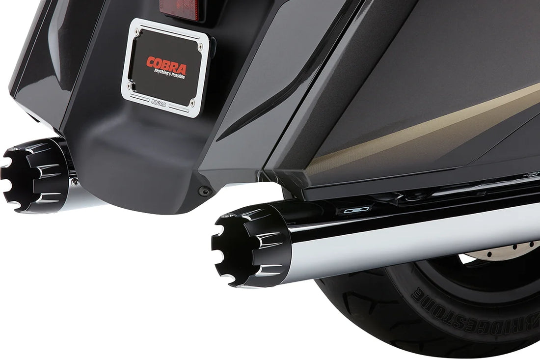 Cobra Dual Cut Mufflers - Chrome 1219 - Installation View